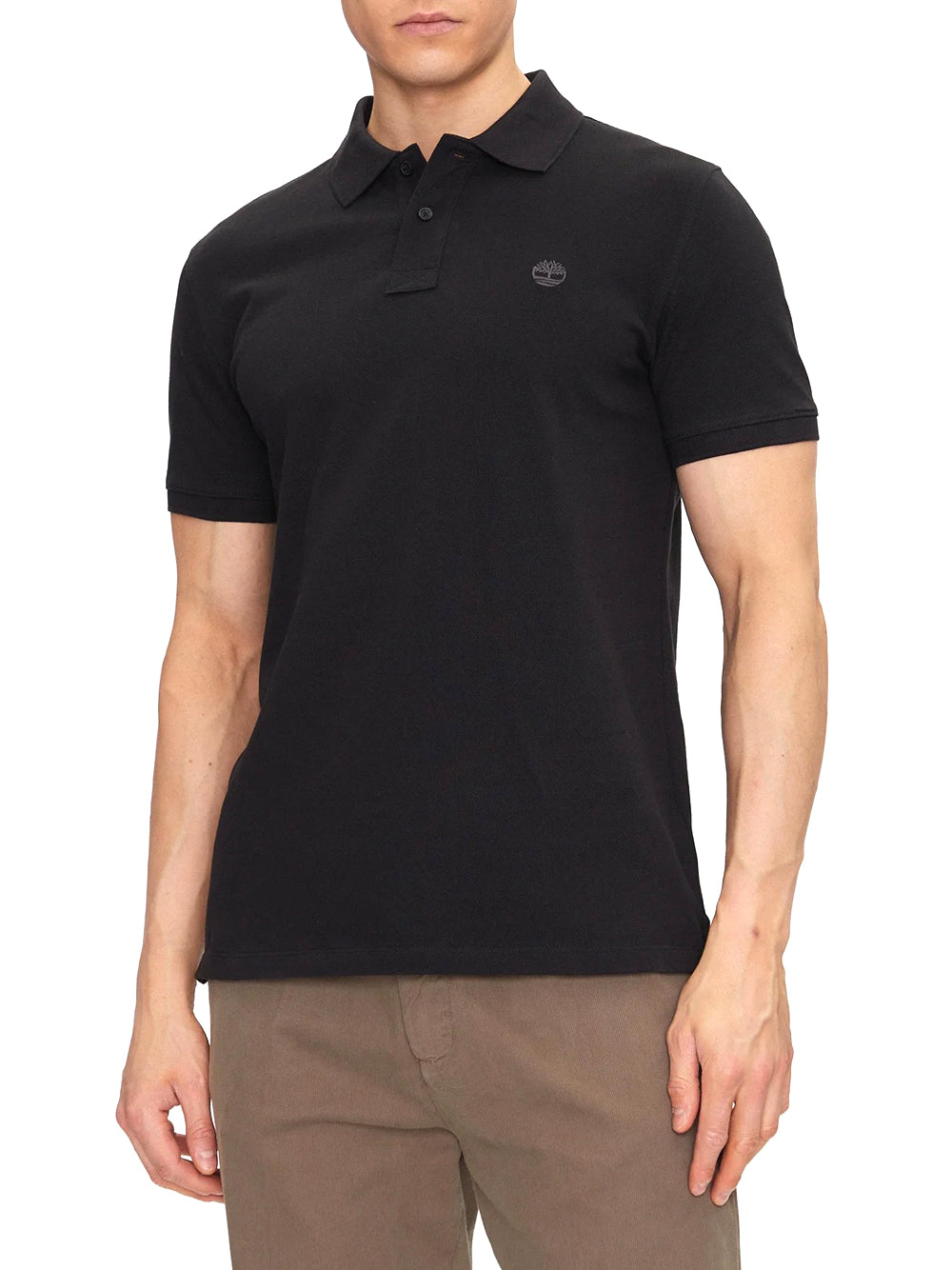 TIMBERLAND Polo Timberland in Piqué a Maniche Corte Millers River da Uomo Nero BLACK