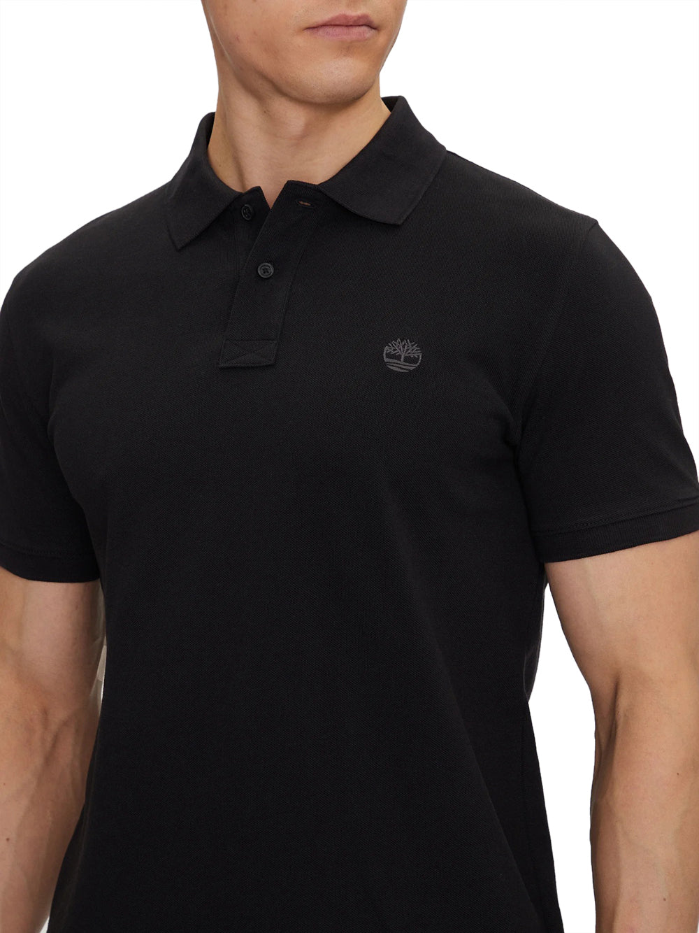 TIMBERLAND Polo Timberland in Piqué a Maniche Corte Millers River da Uomo Nero BLACK