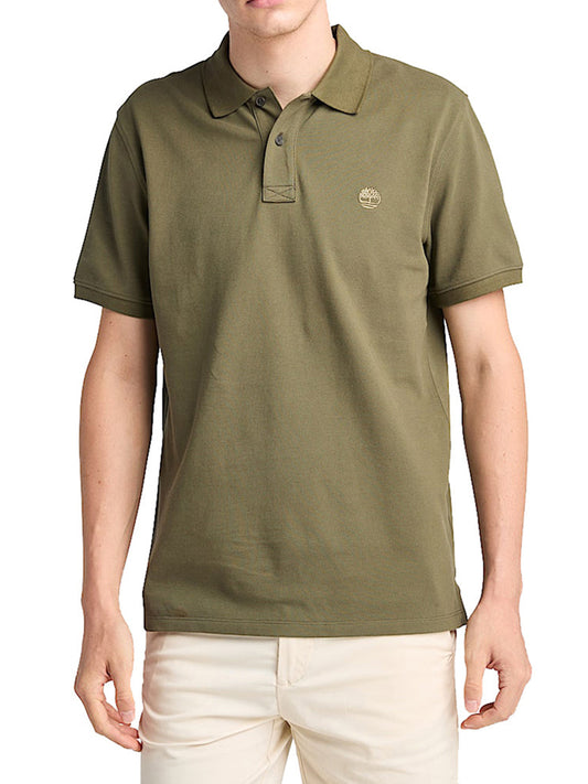 TIMBERLAND Polo Timberland in Piqué a Maniche Corte Millers River da Uomo in Verde Leaf Green