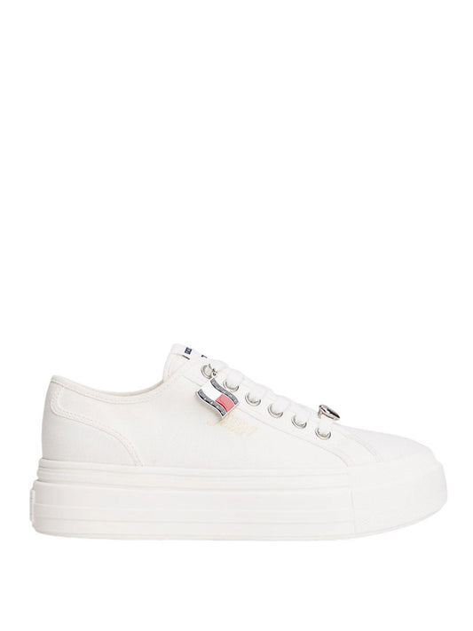 TOMMY HILFIGER 2USCITA Sneakers Tommy Hilfiger In Tela Con Suola Alta E Charm Ecru Ecru