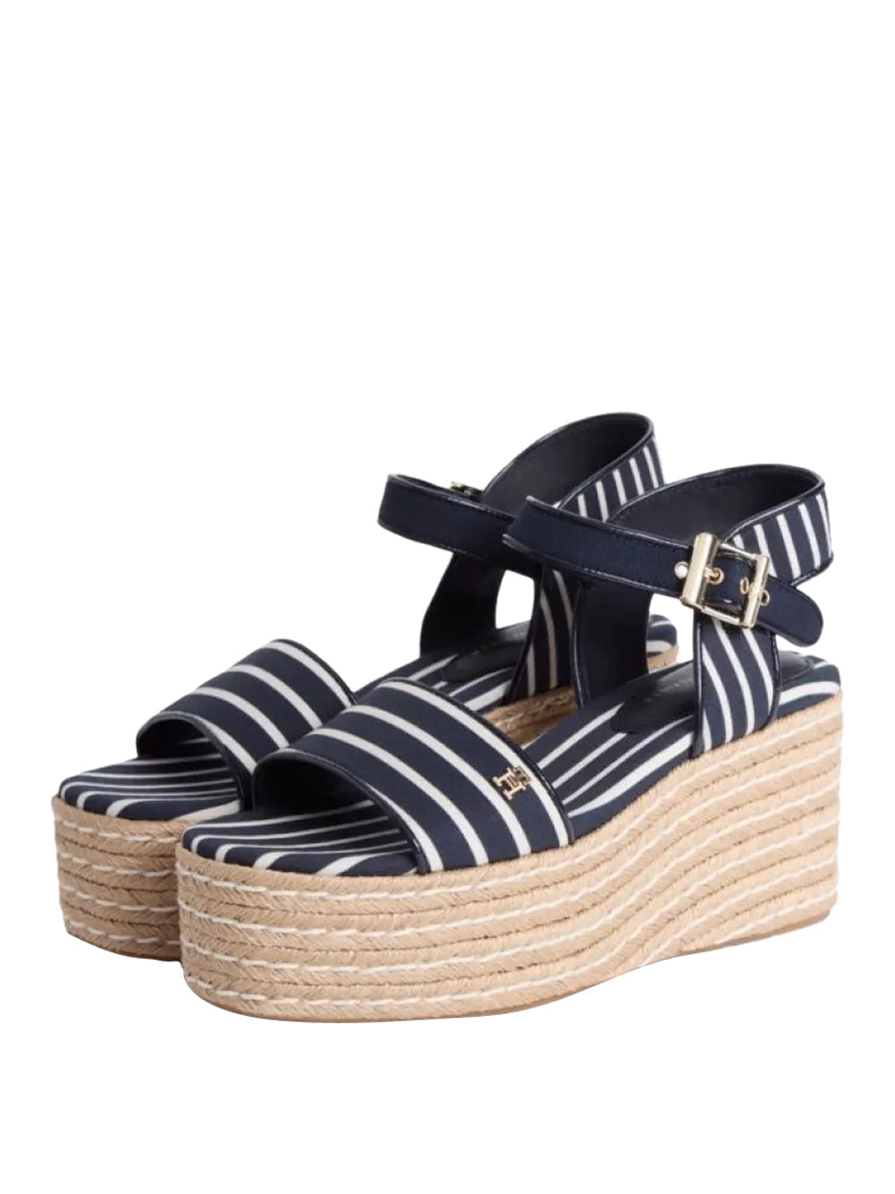 TOMMY HILFIGER 2USCITA Sandalo Tommy Hilfiger Breton Stripe Platform Wedge Espadrilles Navy Space Blue