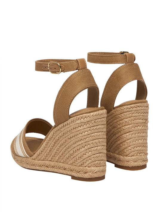TOMMY HILFIGER 2USCITA Tommy Hilfiger Sandalo Espadrillas High Wedge Espad Webbing - Beige Safari Canvas