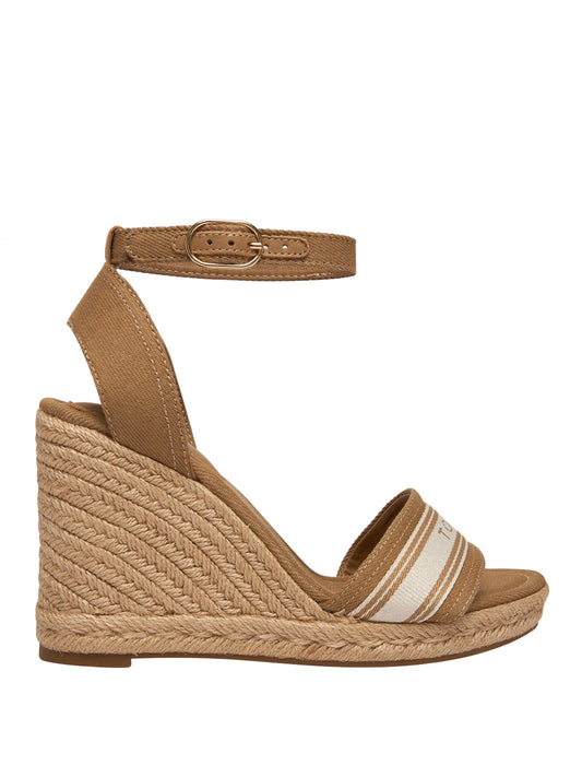 TOMMY HILFIGER 2USCITA Tommy Hilfiger Sandalo Espadrillas High Wedge Espad Webbing - Beige Safari Canvas