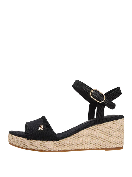 TOMMY HILFIGER 2USCITA Sandalo Tommy Hilfiger Espadrillas In Tessuto Con Plateau Nero BLACK