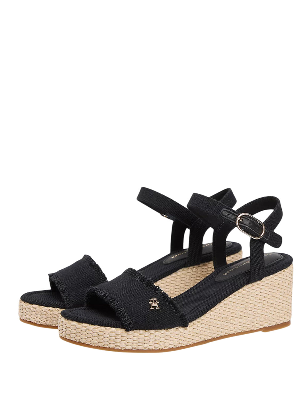 TOMMY HILFIGER 2USCITA Sandalo Tommy Hilfiger Espadrillas In Tessuto Con Plateau Nero BLACK