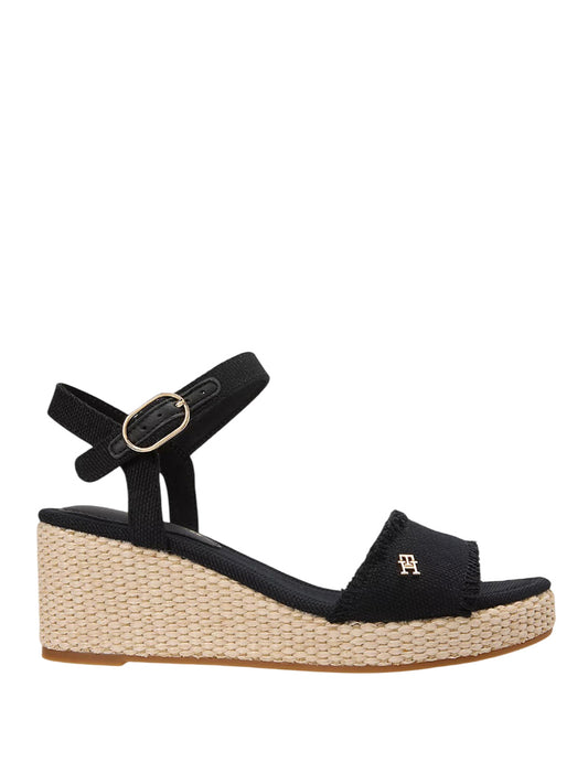 TOMMY HILFIGER 2USCITA Sandalo Tommy Hilfiger Espadrillas In Tessuto Con Plateau Nero BLACK