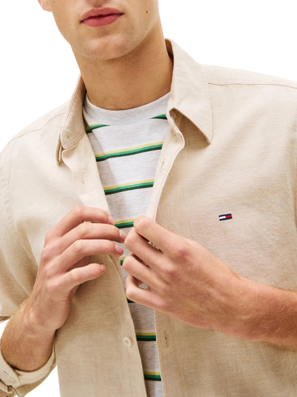 TOMMY JEANS 2USCITA Tommy Jeans Camicia Tjm Reg Linen Blend - Avorio Gentle Gold