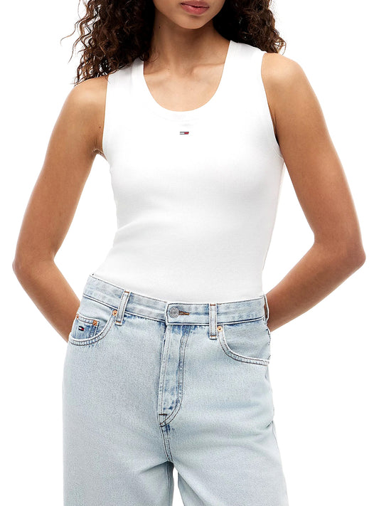 TOMMY JEANS 2USCITA Tommy Jeans Canotta Slim Fit A Coste Con Logo - Ecru Ecru