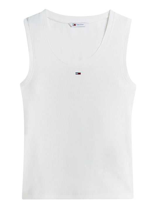 TOMMY JEANS 2USCITA Tommy Jeans Canotta Slim Fit A Coste Con Logo - Ecru Ecru