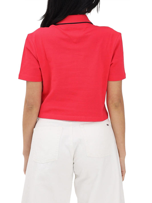 TOMMY JEANS 2USCITA Tommy Jeans Polo Crop Badge - Rosso Red Alert