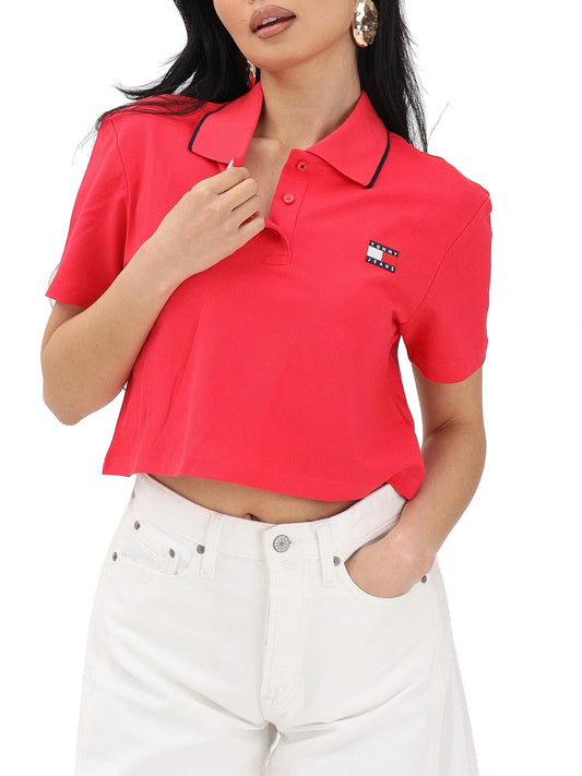 TOMMY JEANS 2USCITA Tommy Jeans Polo Crop Badge - Rosso Red Alert