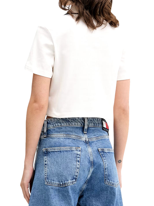 TOMMY JEANS 2USCITA Tommy Jeans Polo Crop Badge - Ecru Ecru