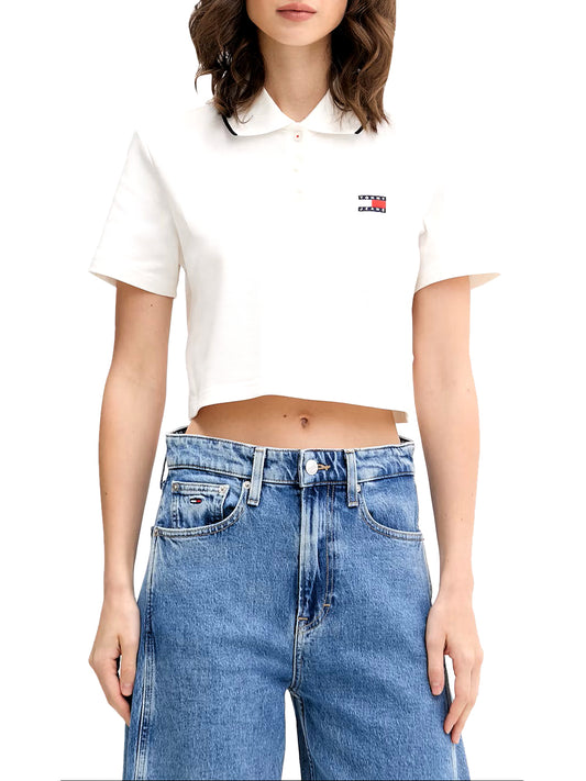 TOMMY JEANS 2USCITA Tommy Jeans Polo Crop Badge - Ecru Ecru