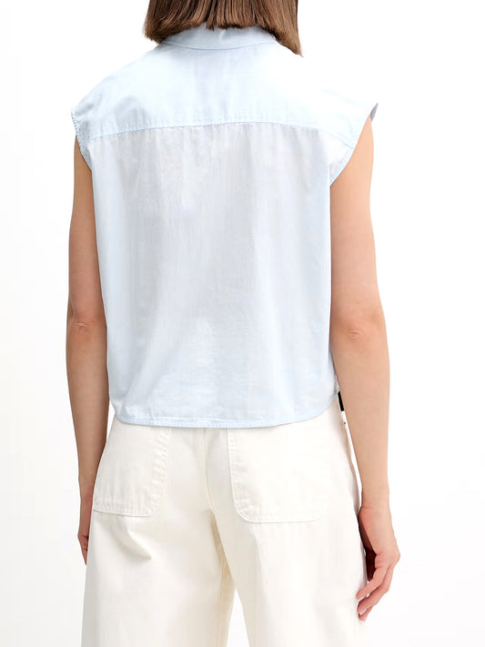 TOMMY JEANS 2USCITA Tommy Jeans Camicia Tjw Tie Front Poplin - Celeste Light Powdery Blue / Stripe