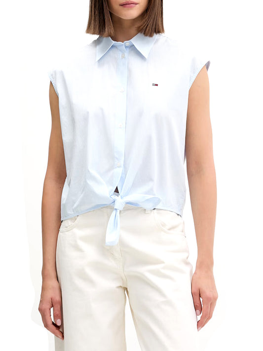 TOMMY JEANS 2USCITA Tommy Jeans Camicia Tjw Tie Front Poplin - Celeste Light Powdery Blue / Stripe