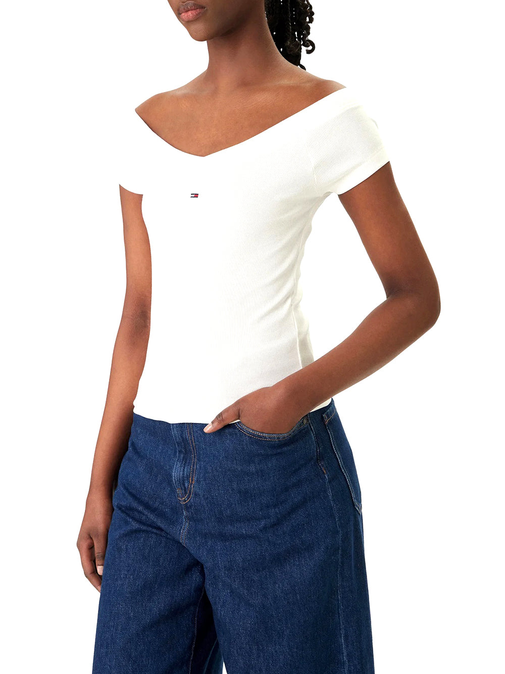 TOMMY JEANS 2USCITA Tommy Jeans Blusa Slim Fit Off Shoulde - Ecru Ecru