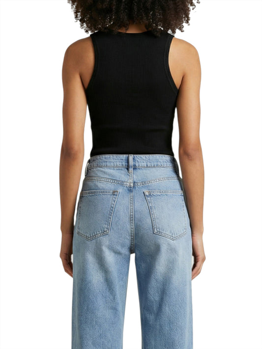 TOMMY JEANS 2USCITA Tommy Jeans Top Slim Script Labe - Nero BLACK