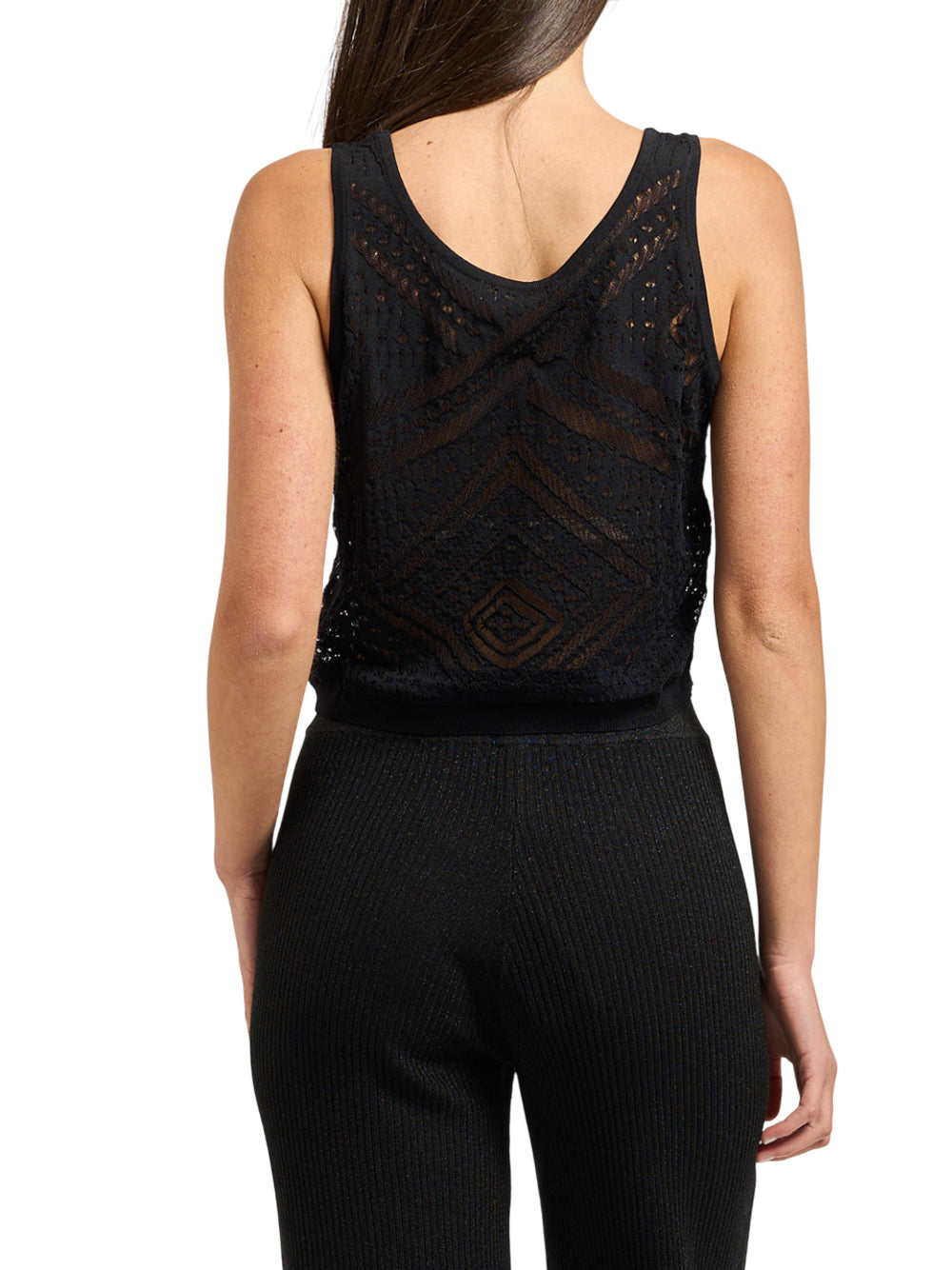 YES ZEE Top Yes Zee Con Ricami - Nero Nero