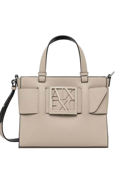 ARMANI EXCHANGE Armani Exchange Borsa Shopper Logo Frontale Sabbia Sabbia