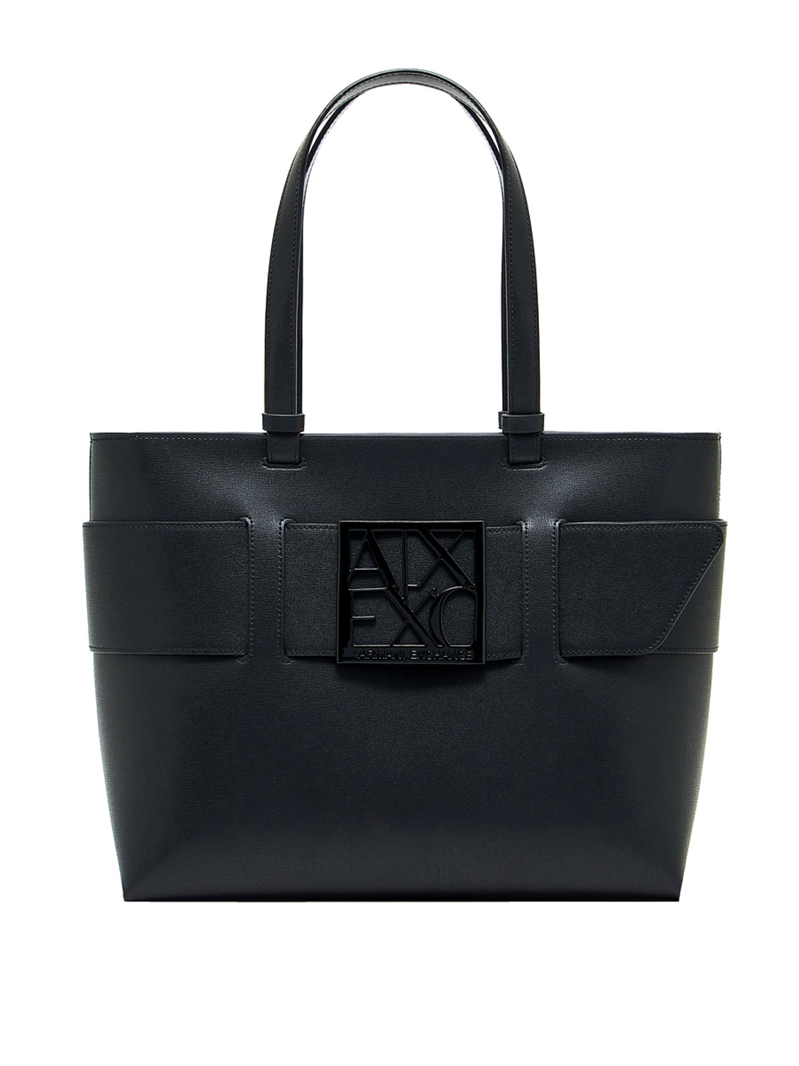 ARMANI EXCHANGE Borsa Tote Liscia Con Doppi Manici E Logo Frontale - Nero BLACK