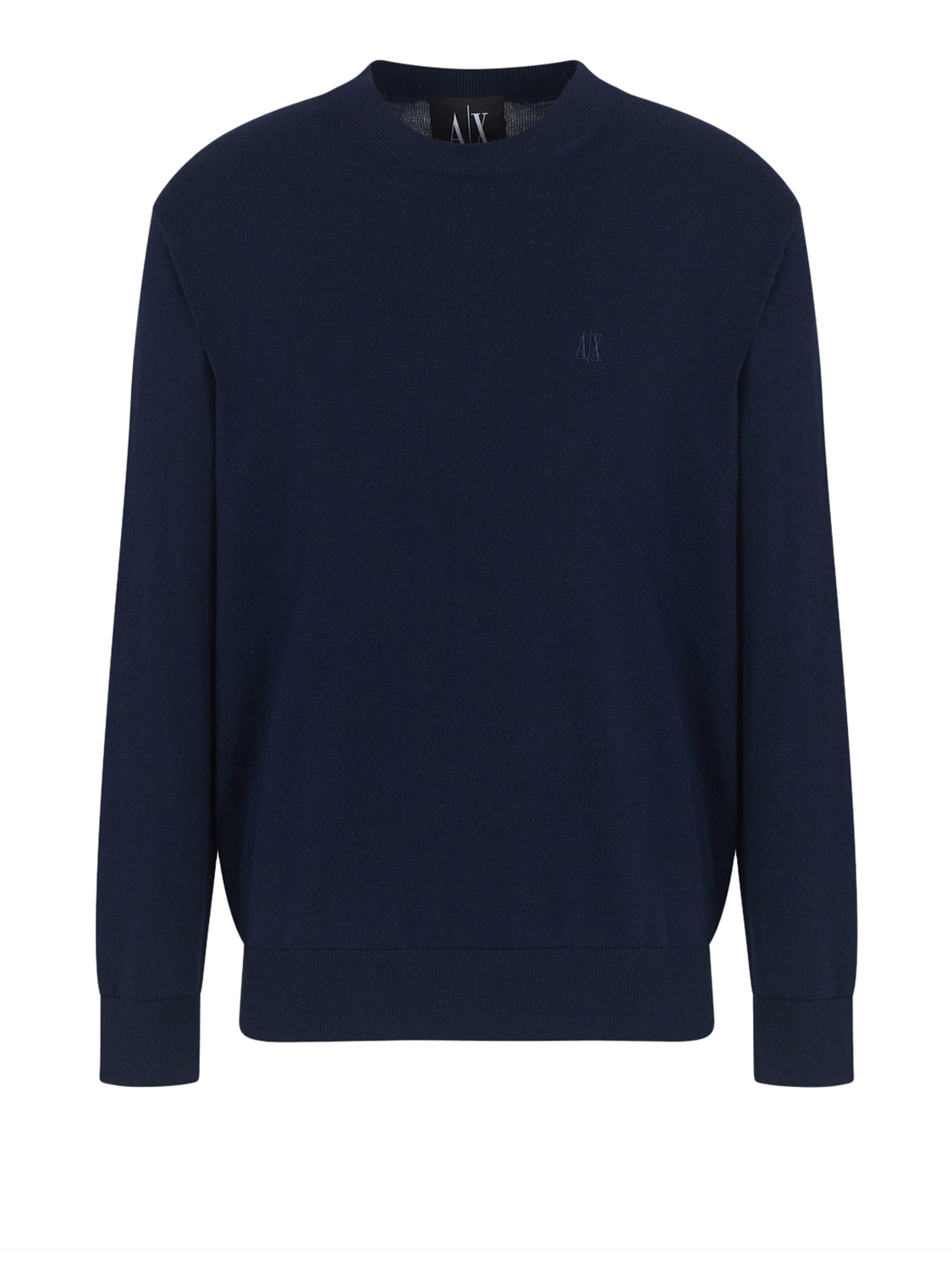 ARMANI EXCHANGE Maglione Girocollo Con Logo In Cotone Viscosa E Seta Icon Armani Exchange - Blu Navy Deep Navy