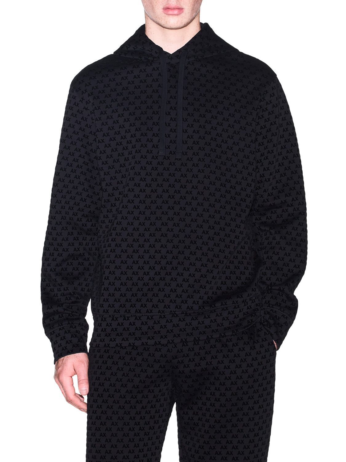 ARMANI EXCHANGE Felpa Armani Exchange Monogramma All Over - Nero BLACK