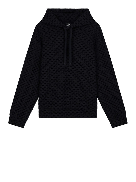 ARMANI EXCHANGE Felpa Armani Exchange Monogramma All Over - Nero BLACK