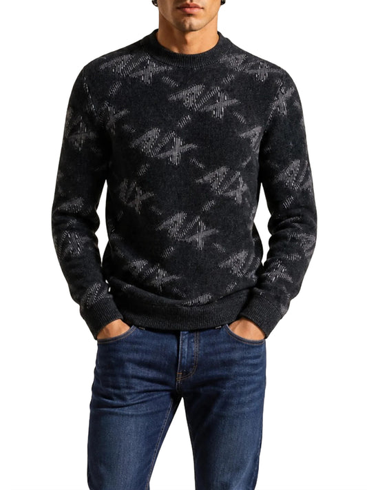 ARMANI EXCHANGE Maglione Armani Exchange Monogramma Nero Black/Alloy Ax Big