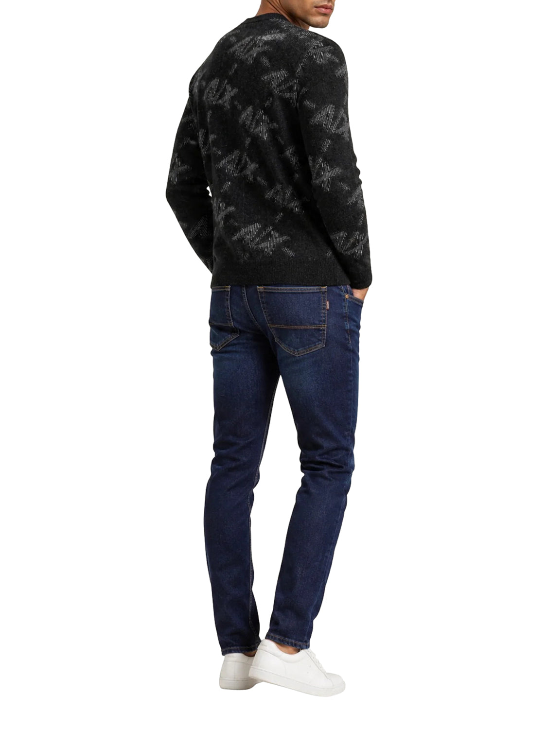 ARMANI EXCHANGE Maglione Armani Exchange Monogramma Nero Black/Alloy Ax Big