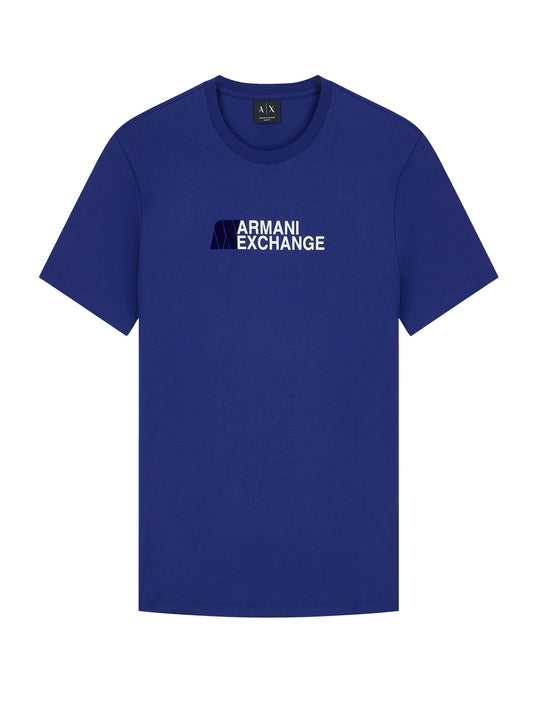 ARMANI EXCHANGE T-shirt Armani Exchange Slim Fit In Jersey Di Cotone Con Stampa Logo - Blu Blue Depths