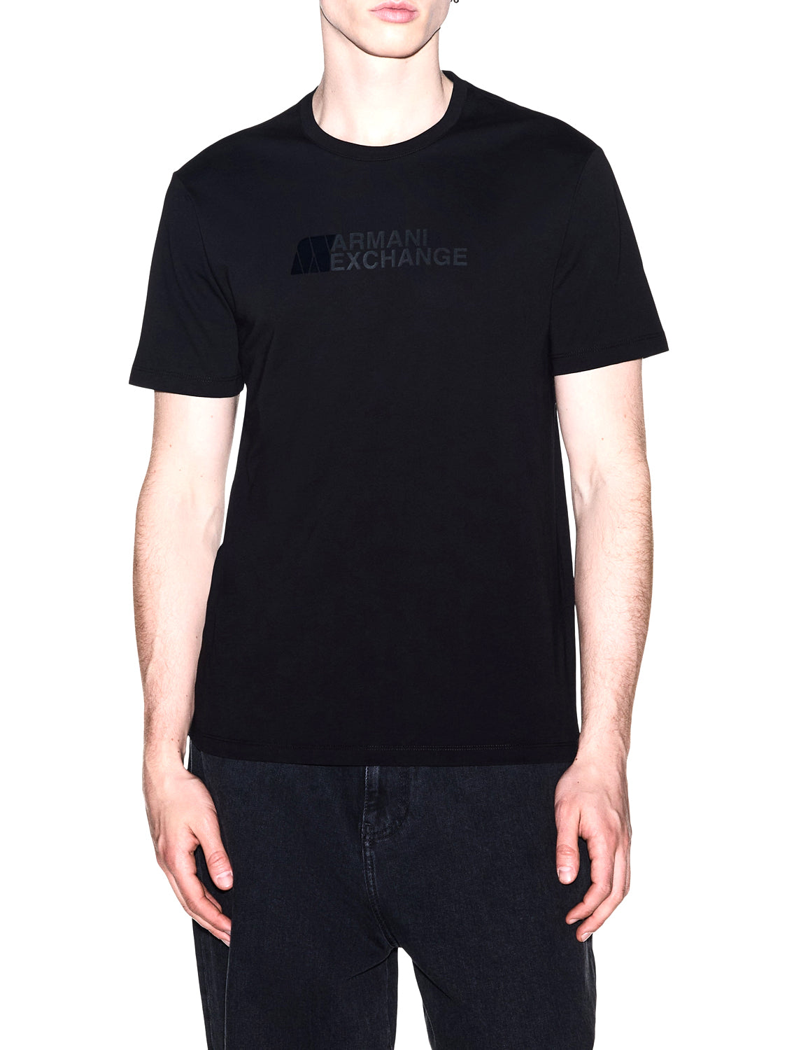 ARMANI EXCHANGE T-shirt Armani Exchange Slim Fit In Jersey Di Cotone Con Stampa Logo - Nero BLACK