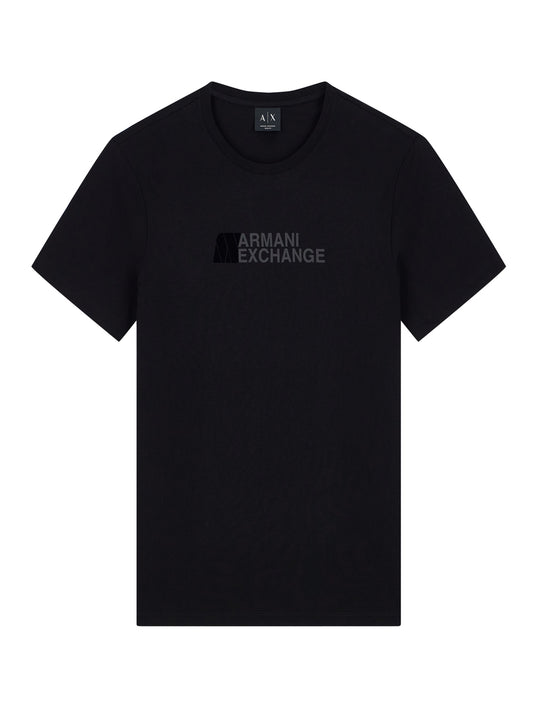 ARMANI EXCHANGE T-shirt Armani Exchange Slim Fit In Jersey Di Cotone Con Stampa Logo - Nero BLACK