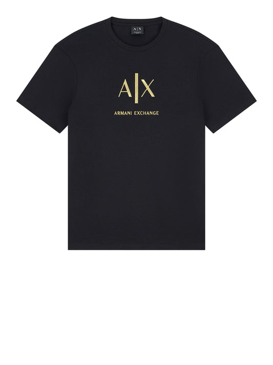 ARMANI EXCHANGE T-shirt Armani Exchange slim Black and Gold in cotone con logo - Nero BLACK