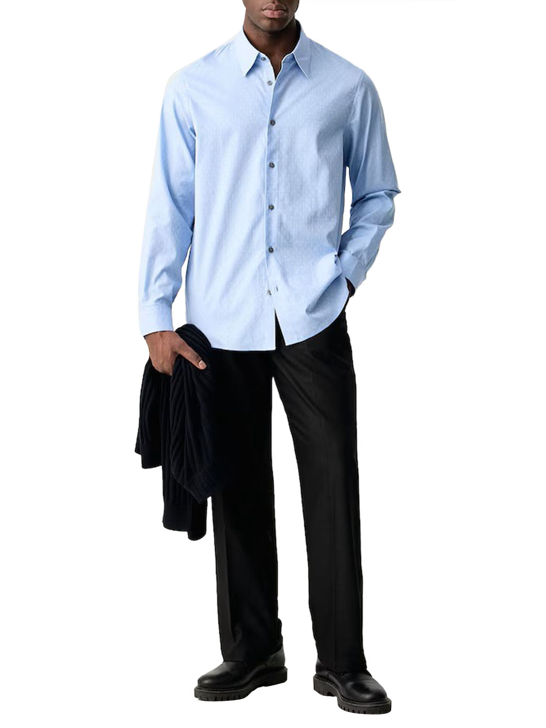 ARMANI EXCHANGE Camicia Regular Fit In Cotone Jacquard Armani Exchange - Light Blue Lt Blue/Ax Off White
