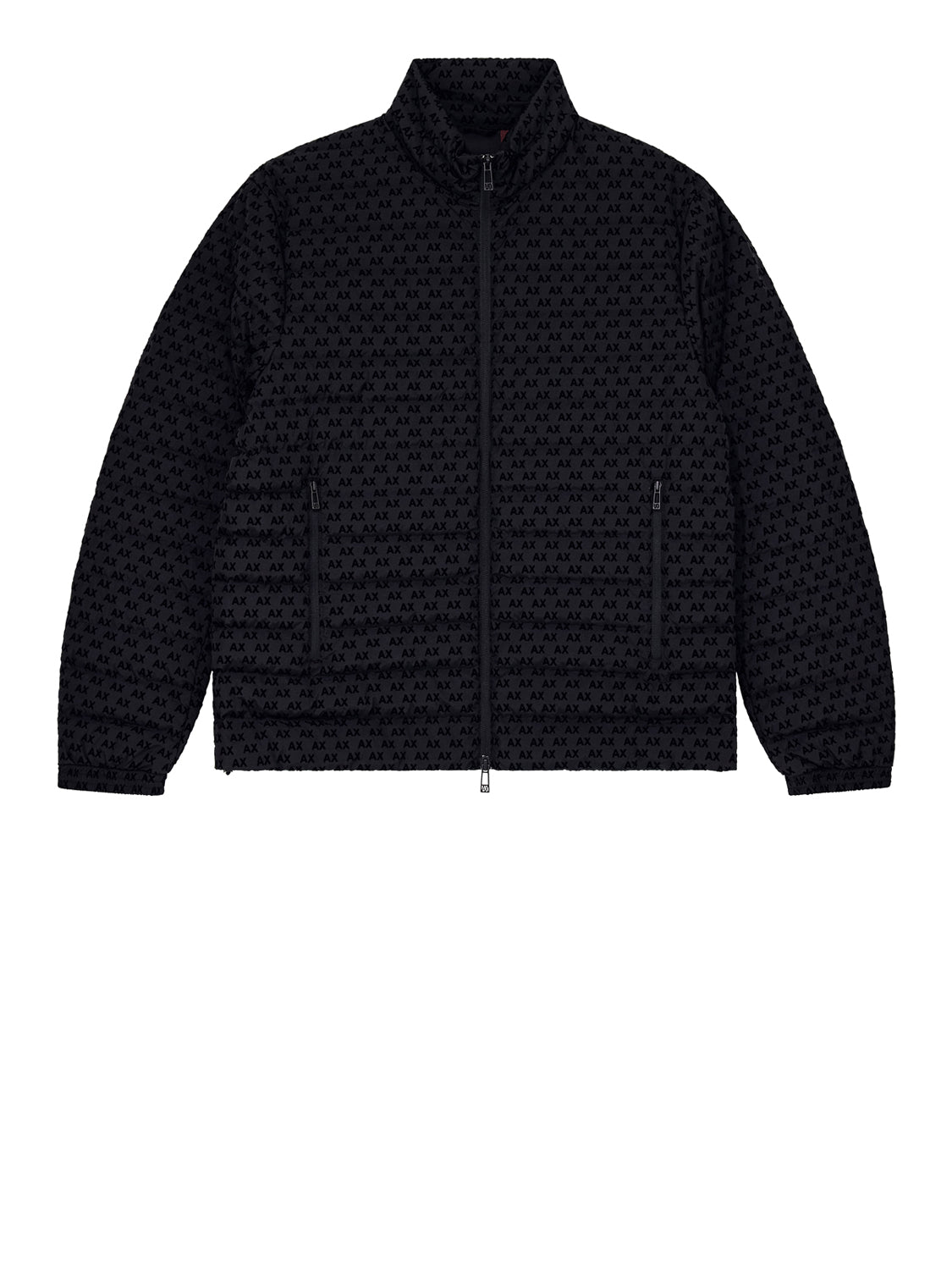 ARMANI EXCHANGE Armani Exchange Piumino Fullzip Con Collo Alto E Logo Floccato All Over - Nero BLACK