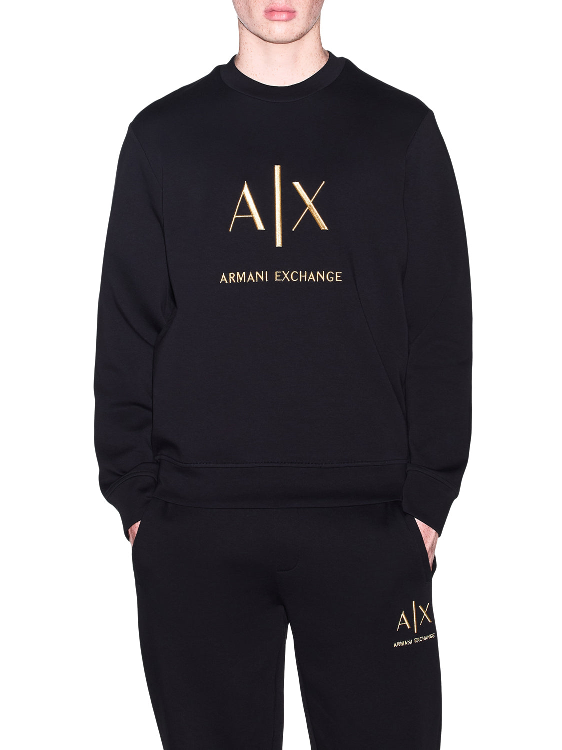 ARMANI EXCHANGE Felpa Armani Exchange Logo Frontale Nero BLACK