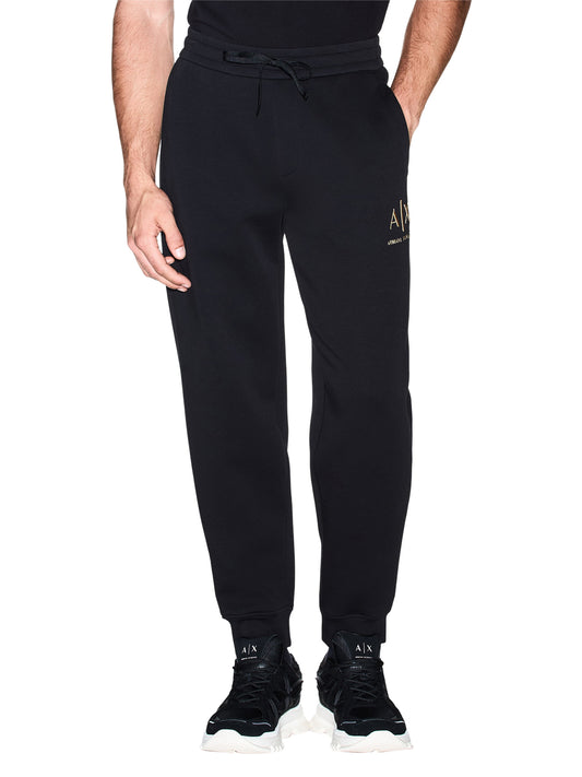 ARMANI EXCHANGE Pantatuta Armani Exchange jogger in cotone stretch con logo e coulisse Nero BLACK