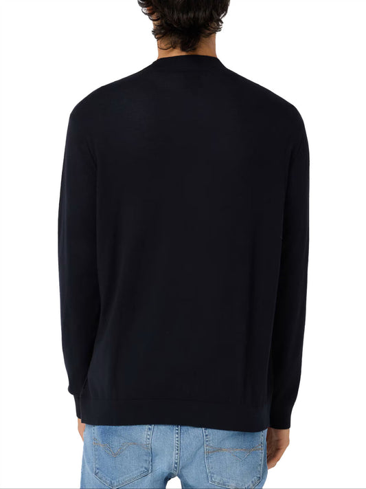 ARMANI EXCHANGE Cardigan Con Bottoni In Misto Lana Armani Exchange - Blu Deep Navy