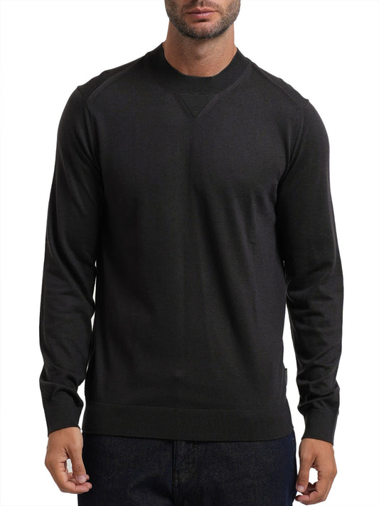ARMANI EXCHANGE Pullover Regular Fit In Lyocell E Lana Con Dettagli A Coste Armani Exchange - Licorice Licorice