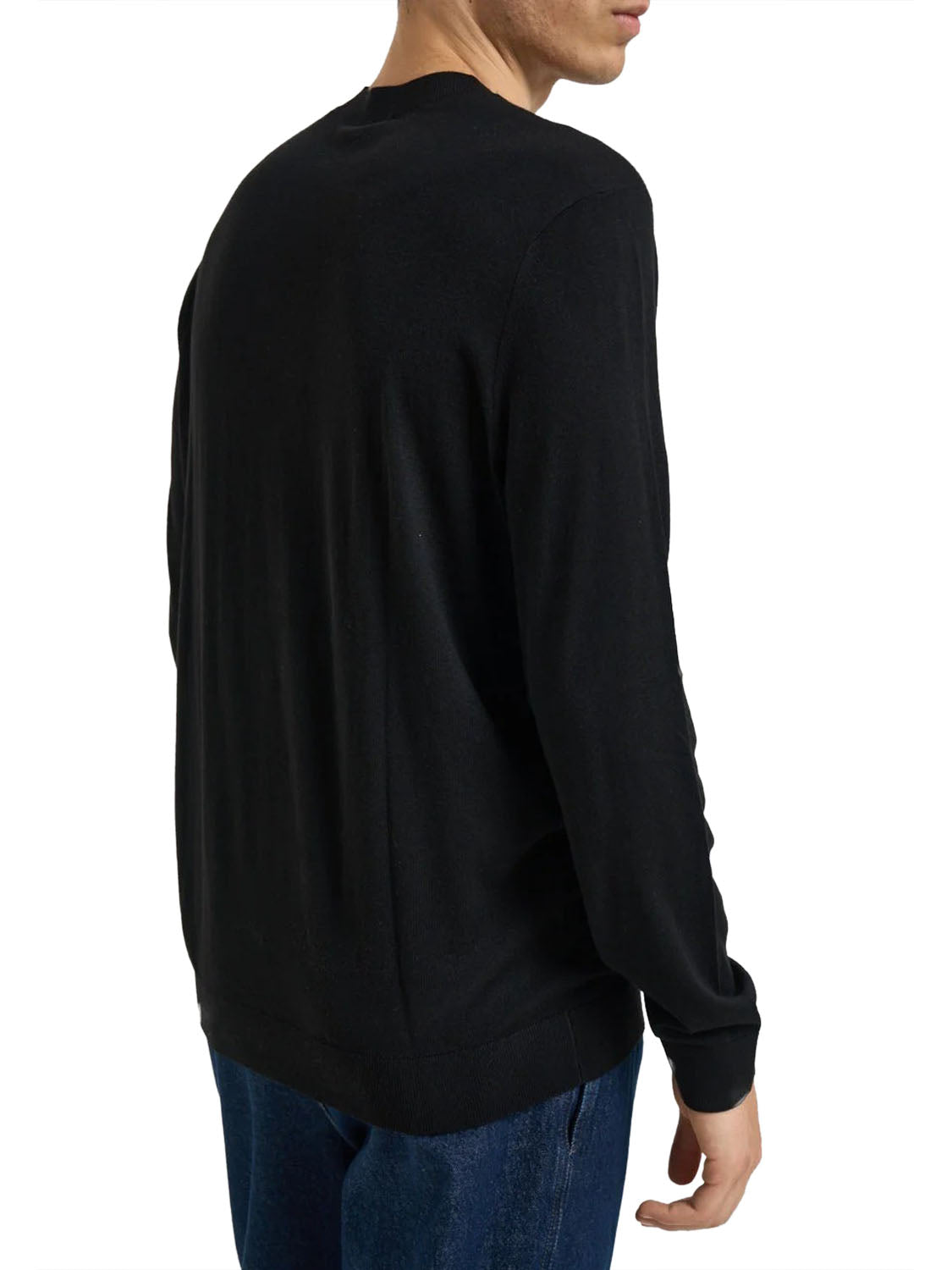 ARMANI EXCHANGE Pullover Regular Fit In Lyocell E Lana Con Dettagli A Coste Armani Exchange - Nero BLACK
