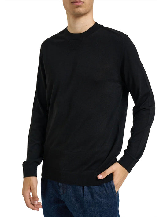 ARMANI EXCHANGE Pullover Regular Fit In Lyocell E Lana Con Dettagli A Coste Armani Exchange - Nero BLACK