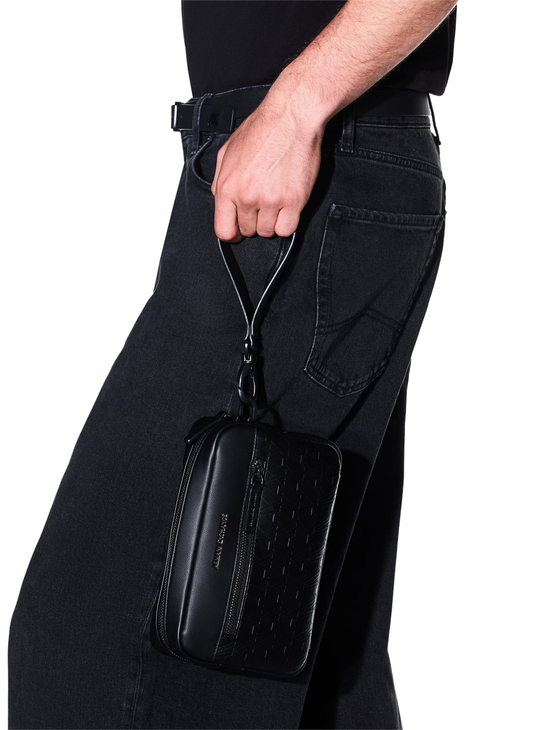 ARMANI EXCHANGE Beauty case Armani Exchange effetto pelle con logo in rilievo Nero BLACK