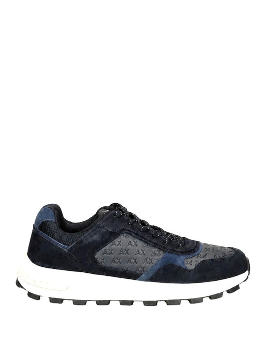 ARMANI EXCHANGE Sneakers In Camoscio E Mesh Con Logo All Over Armani Exchange - Blu Deep Navy+Big Dipper