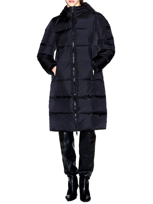 ARMANI EXCHANGE Piumino Armani Exchange Lungo Trapuntato Con Cappuccio E Chiusura Zip Icon - Nero BLACK