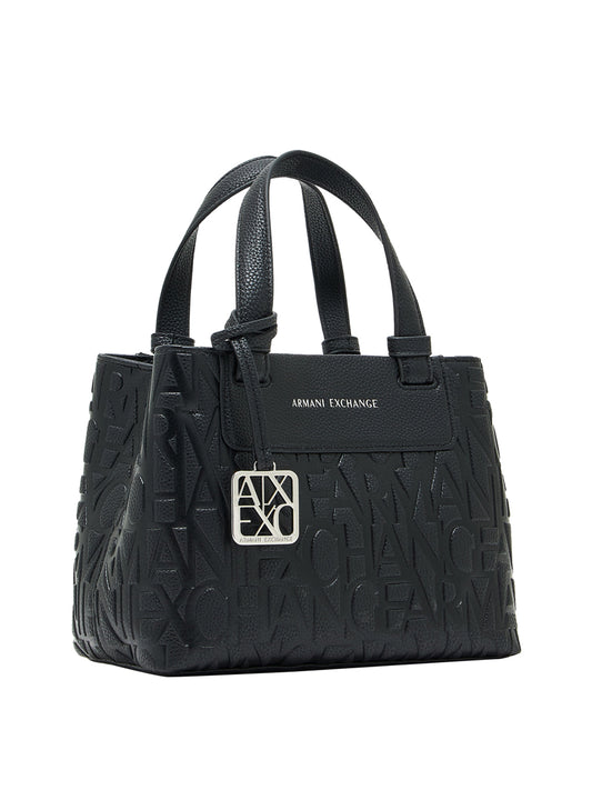 ARMANI EXCHANGE Borsa Armani Exchange shopping Tote con logo in rilievo e tracolla Nero BLACK