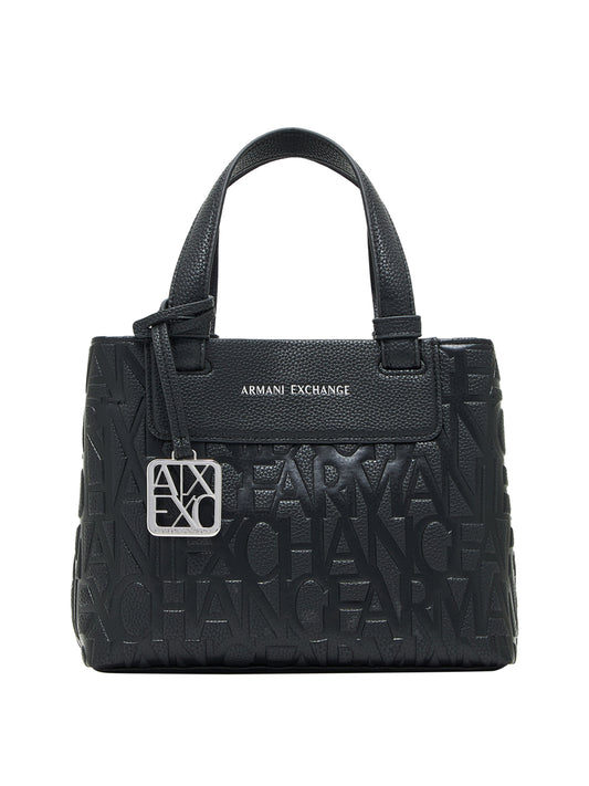 ARMANI EXCHANGE Borsa Armani Exchange shopping Tote con logo in rilievo e tracolla Nero BLACK