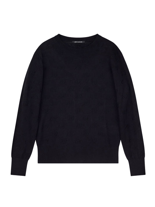 ARMANI EXCHANGE Armani Exchange Pullover Con Motivo A Rilievo - Nero All Over Black