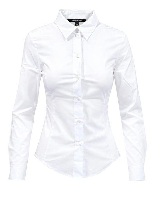 ARMANI EXCHANGE Camicia Stretch In Popeline Di Cotone Armani Exchange - Bianco Optic White