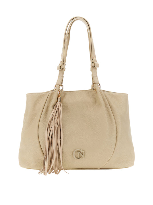 CAFE'NOIR Borsa Shopper Cafè Noir Morbida Shopping Con Pieghe In Materiale Sintetico - Beige Beige