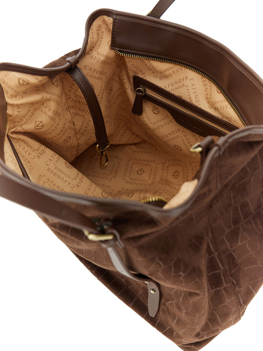 CAFE'NOIR Cafè Noir Borsa A Tracolla Morbida Tote Grande In Materiale Sintetico Marrone T.MORO